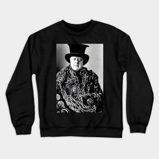 Black and White Cyberpunk Aleister Crowley The Great Beast of Thelema painted in a Surrealist and Impressionist style Crewneck Sweatshirt